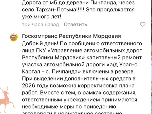 Жители Мордовии годами просят отремонтировать дорогу до Тарханской-Потьмы