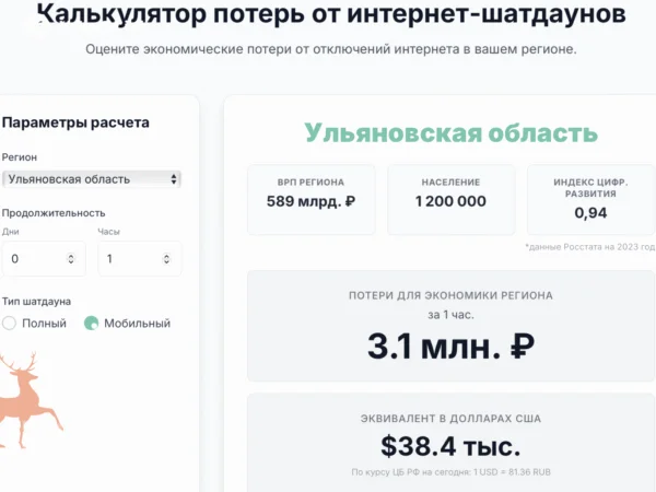 Больше 3 млн рублей в час теряет Ульяновская область на отключении мобильного интернета