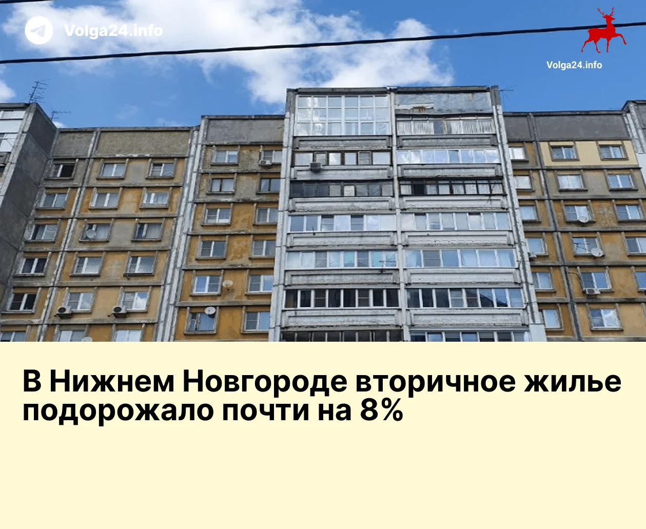 В Нижнем Новгороде вторичное жилье подорожало почти на 8%