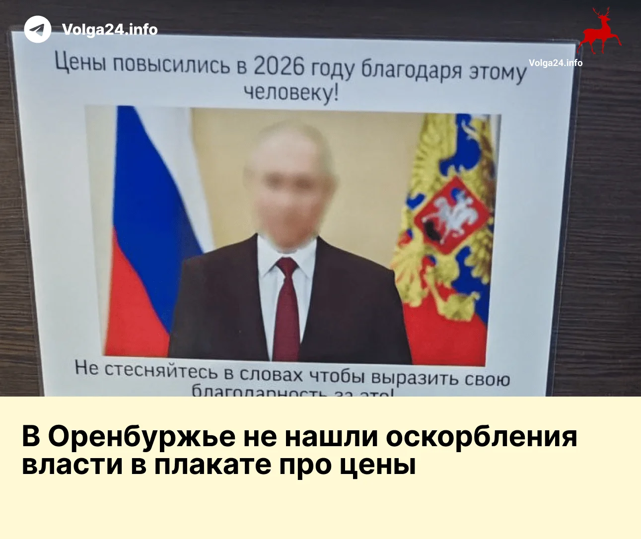 В Оренбуржье не нашли оскорбления власти в плакате про цены